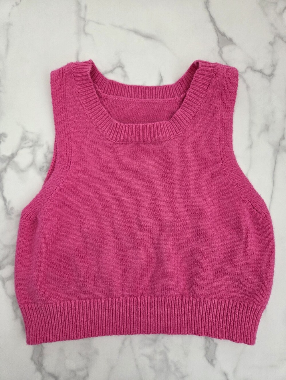 Hot Pink Knit Sleeveless Crop Top Vest Size Small - Picture 11 of 14